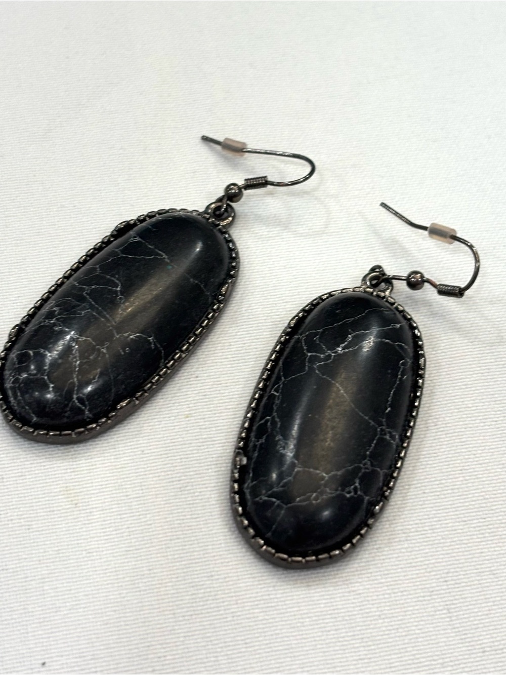 Kendra Scott Black Marble Oval Drop Earrings